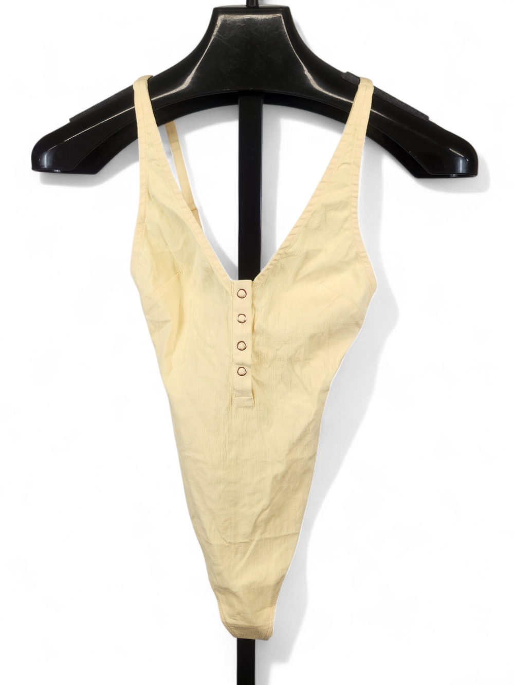 NWT Free People Pale Yellow Scoop Button-Front Bodysuit